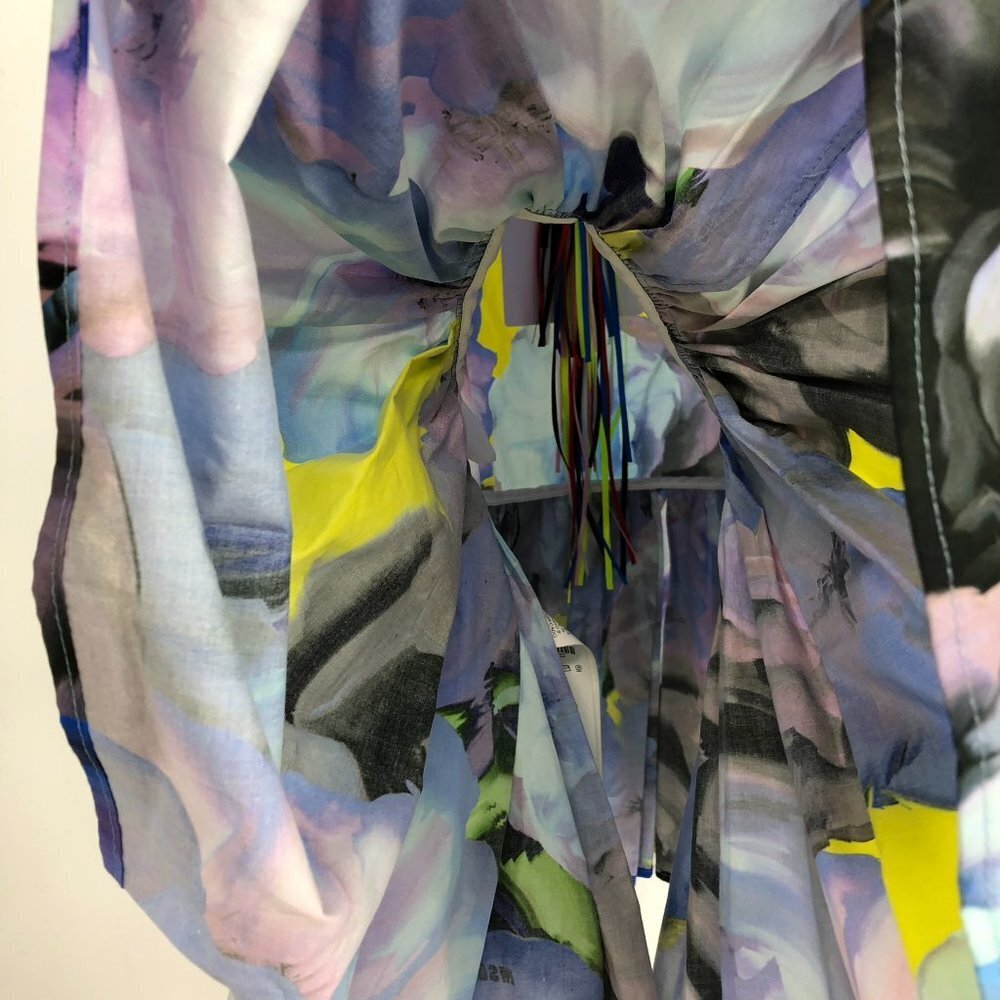 NWT MSGM Abstract Floral  Sleeveless Multicolor Ruffle Cotton Mini Dress Size 10 - Picture 14 of 16
